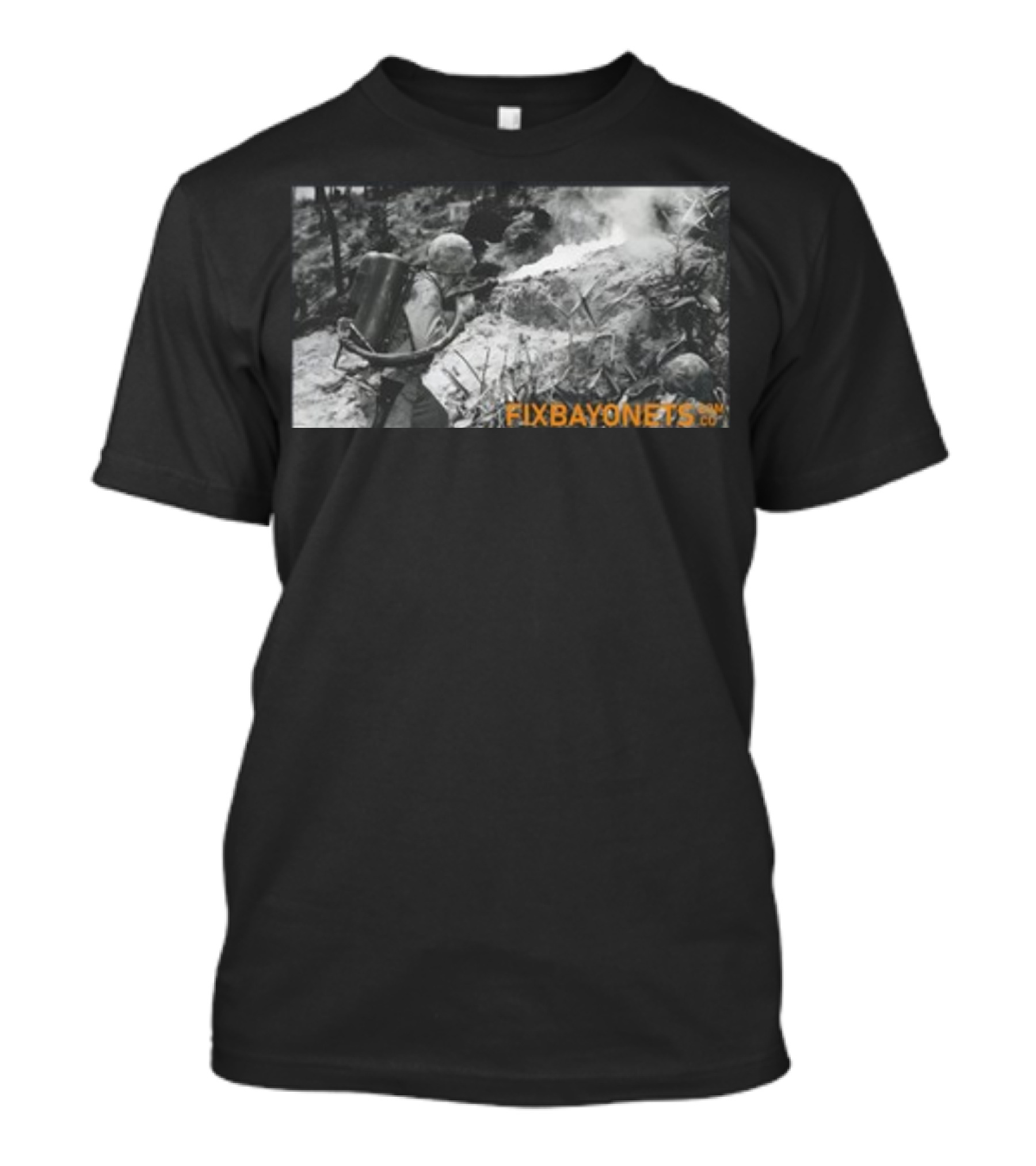 Fix Bayonets WWII Flamethrower Soldier Scene T-Shirt