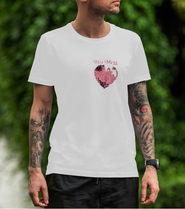 Hot Mess Pink Pixel Heart T-Shirt