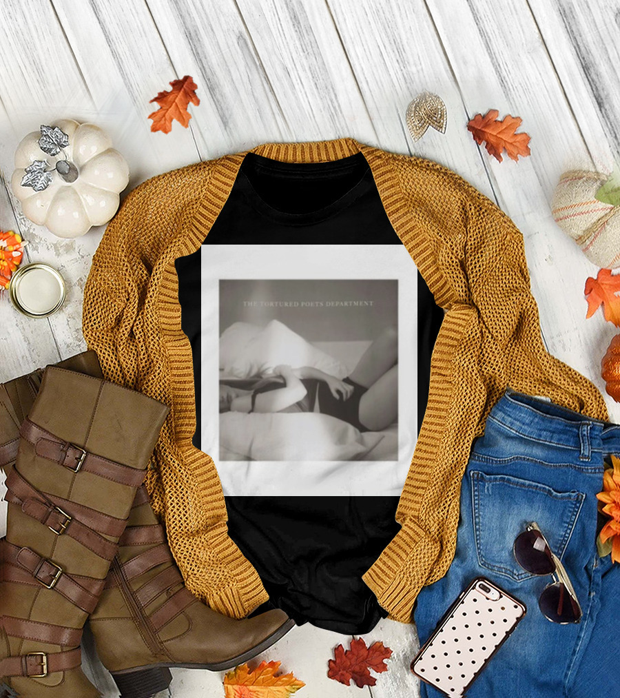 The Tortured Poets Department Lying Down Black and White Photograph T-Shirt