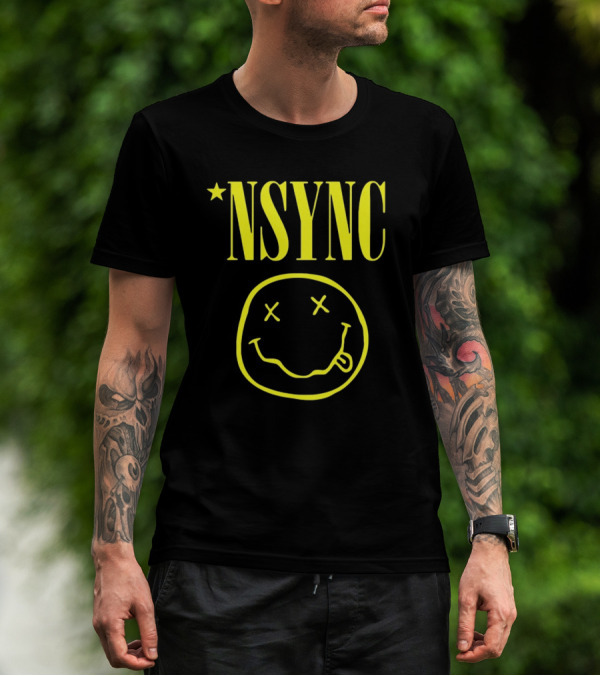 NSYNC Fake Handshake Grunge Inspired Smiley Face T-Shirt
