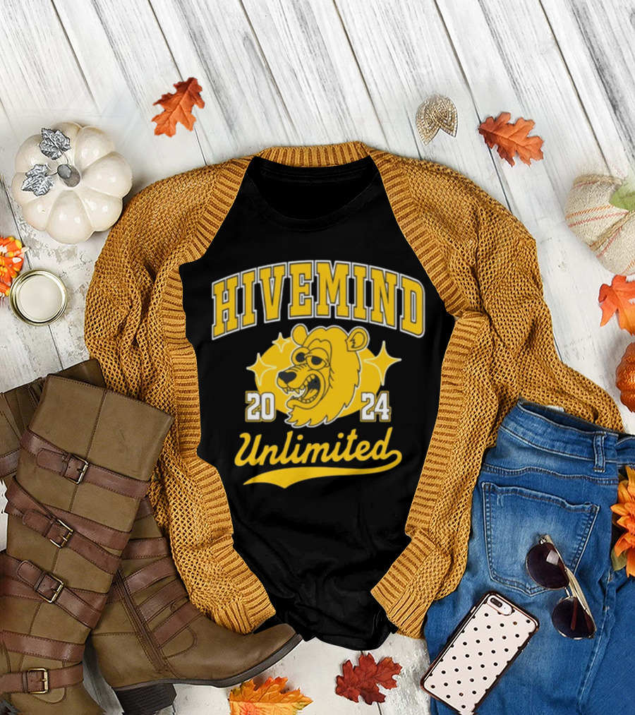 Hivemind Unlimited 2024 Bear Illustration Yellow Stars T-Shirt