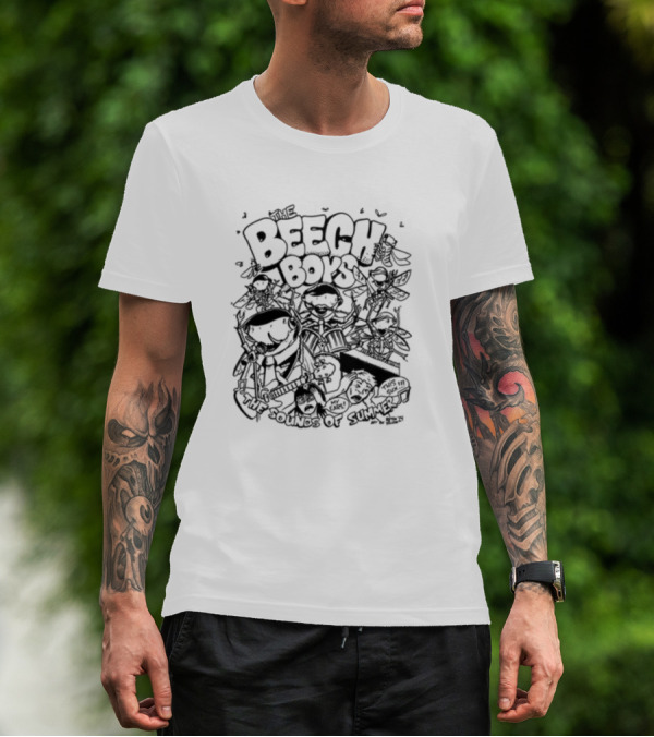 The Beech Boys Cartoon Band Summer Fun Tropical Vibes T-Shirt