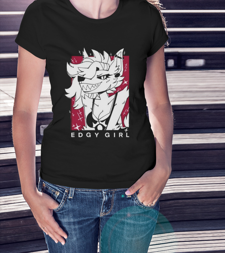 Edgy Girl Doubledog Bitey Puppy Girls T-Shirt