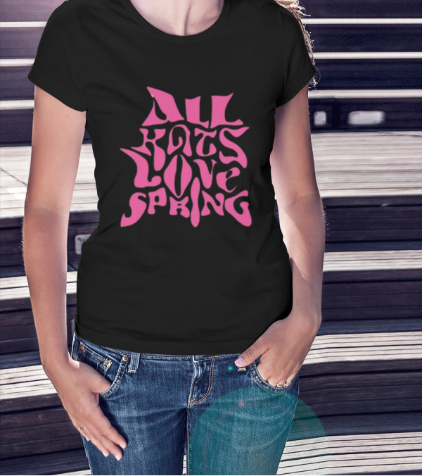 Madkat Mr. Kat All Kats Love Spring Groovy Pink Phrase T-Shirt