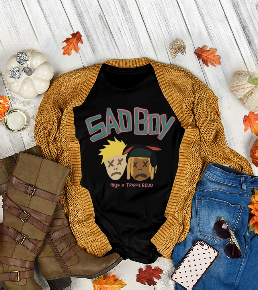SAD BOY MGK X TRIPPIE REDD Cartoon Faces T-Shirt