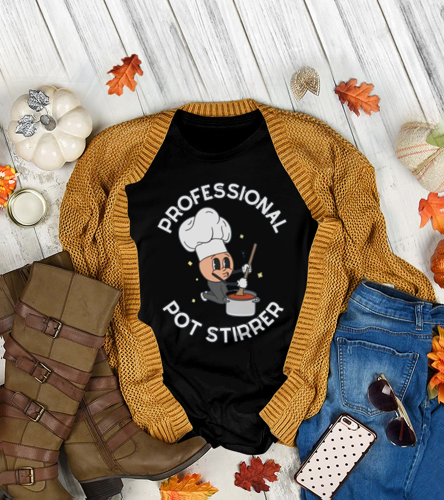 Doublecrossco Professional Pot Stirrer Chef Whimsical Cooking T-Shirt