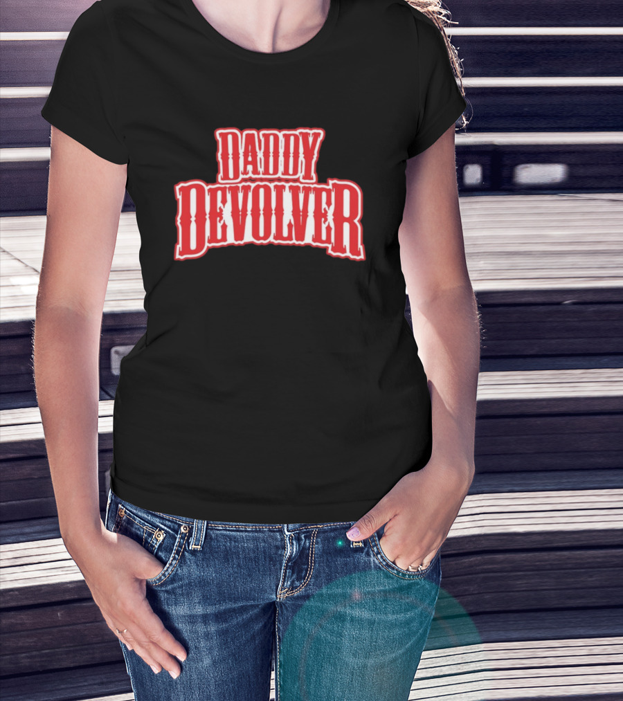 Daddy Devolver Red Western Typography T-Shirt