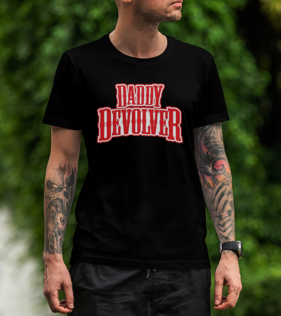 Daddy Devolver Red Western Typography T-Shirt
