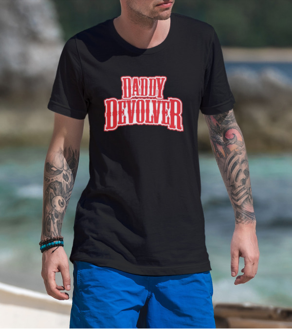 Daddy Devolver Red Western Typography T-Shirt