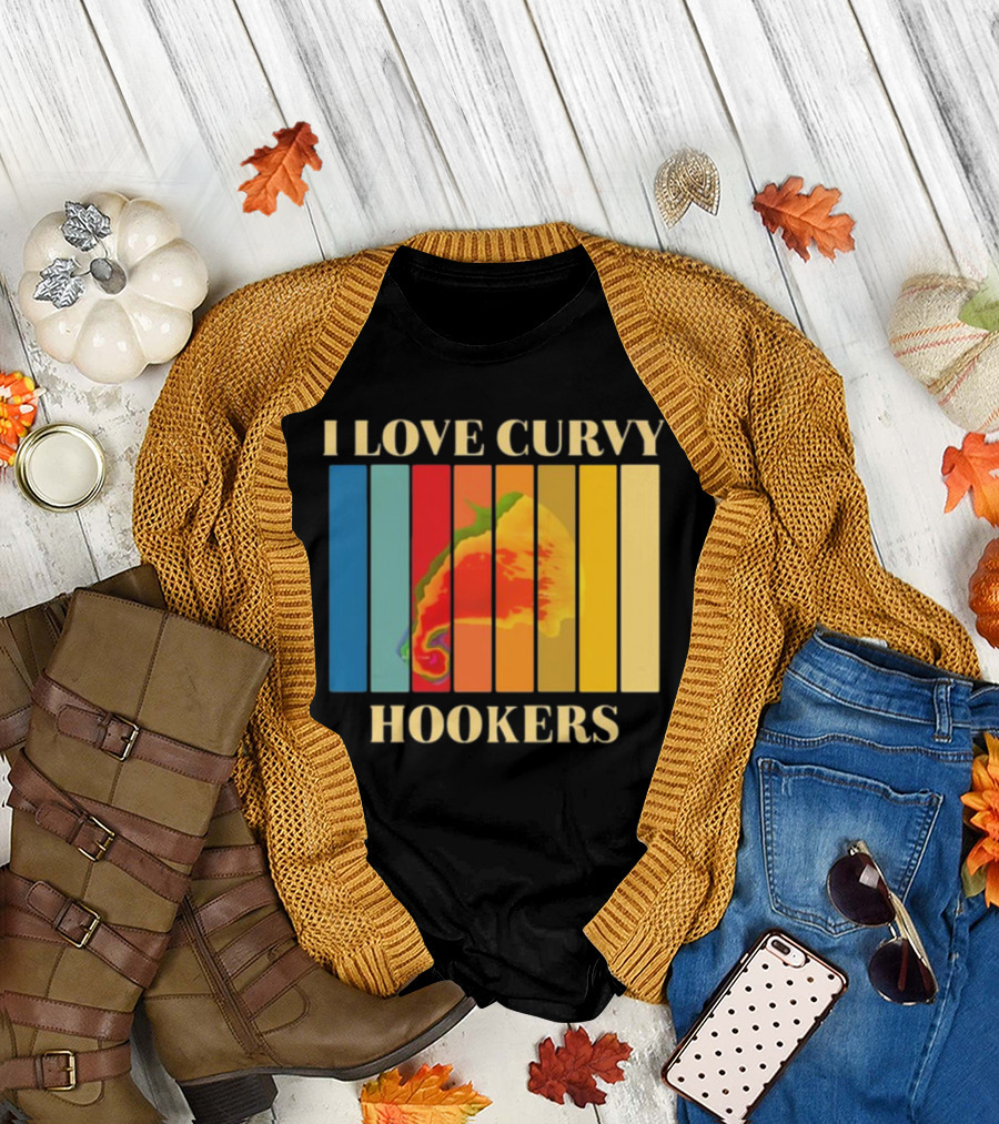 I Love Curvy Hookers Multicolored Abstract Stripes T-Shirt