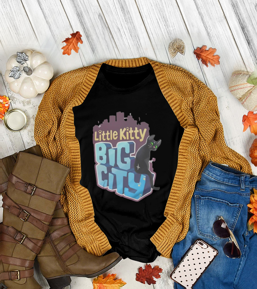 Little Kitty Big City Playful Cat Adventure T-Shirt