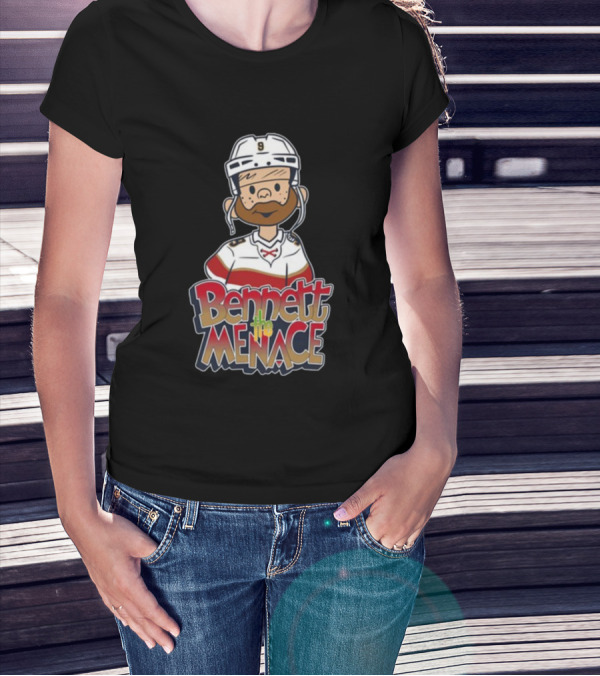 Bennett The Menace Illustrated Hockey Player Character T-Shirt