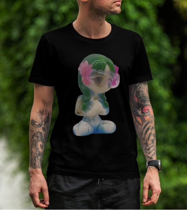 Kikillopieces Tanaka Resin Figurine With Green Hair And Pink Flower Accessories T-Shirt