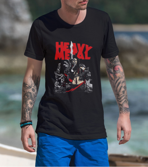 Heavy Metal Warrior With Weapons And Armor T-Shirt