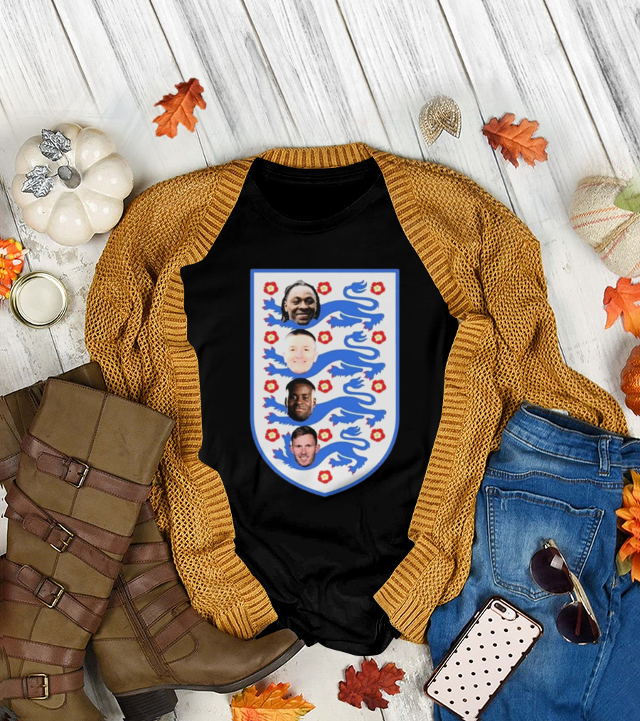 Four Lions Omari Patrick Marc Guehi England Team Football Emblem T-Shirt