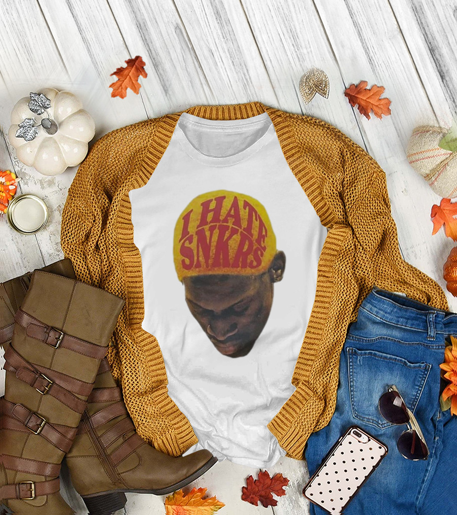 I Hate Snkrs Retro Style Bold Text on Yellow Hat T-Shirt