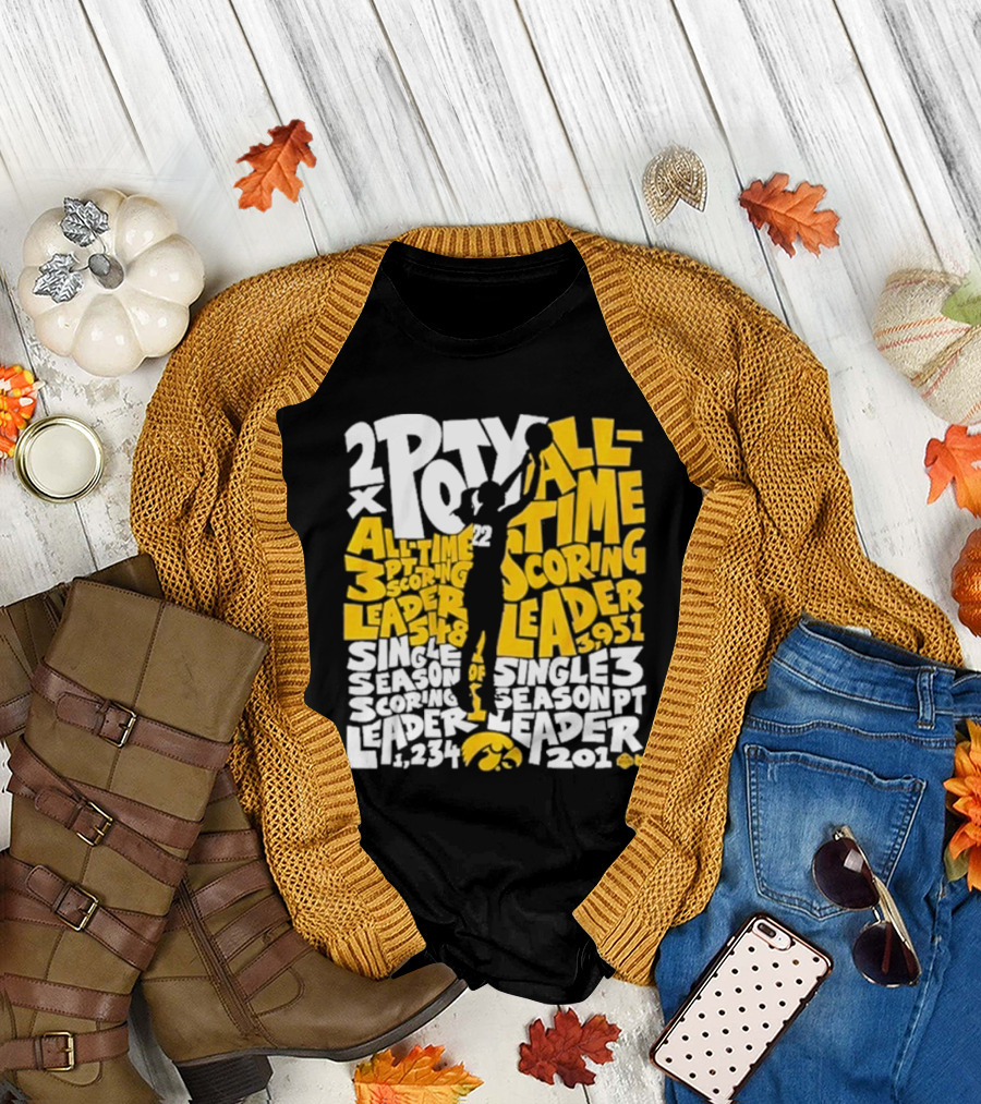 Caitlin Clark 2x POY All-Time Scoring Leader Iowa Single Season 3 Pt Leader T-Shirt