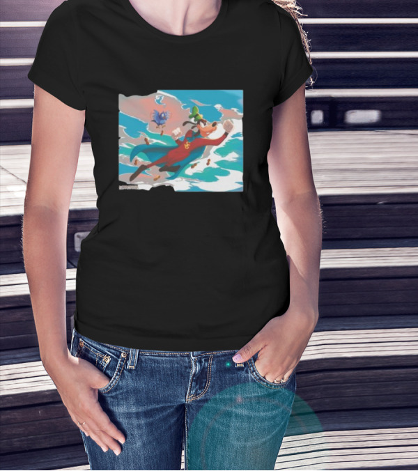 Disney Lorcana Super Goof Flying Hero Dog Adventure With Blue Bird Companion T-Shirt