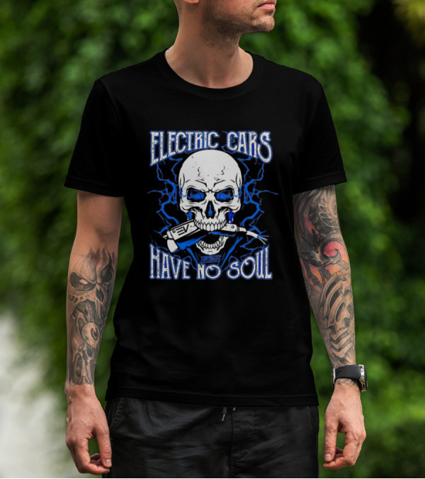 1320VIDEO Electric Cars Have No Soul Skull With EV Charger 2.0 T-Shirt
