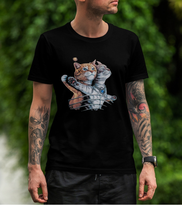 Titanic Cats Jack And Rose Paws On Ship's Bow T-Shirt