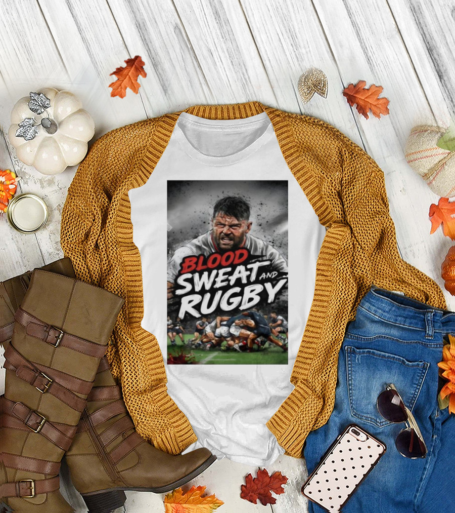 Blood Sweat and Rugby Intense Match Action Rugby Players T-Shirt