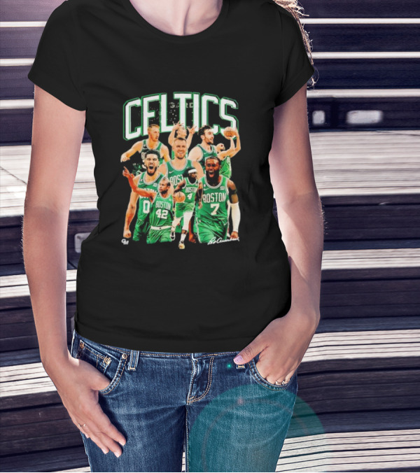 Boston Celtics 23-24 Team Champion Player Images Signature Celtics T-Shirt