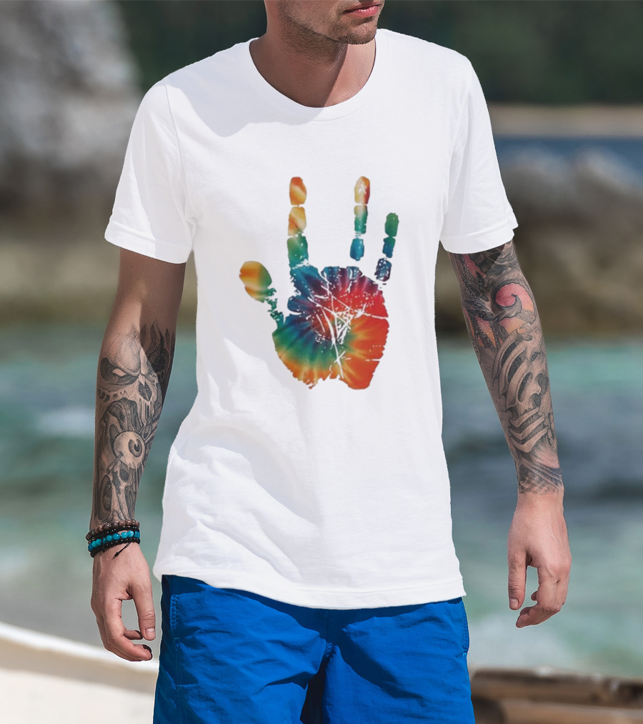 Happy Pride Month Tie-Dye Handprint T-Shirt