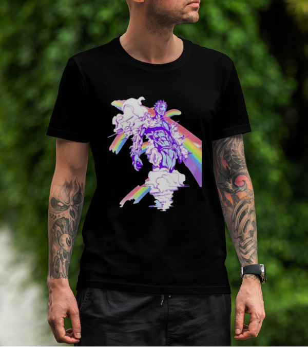 Hoshipieces Weather 9oz Manga Style Purple Cloud Man With Rainbow Elements T-Shirt