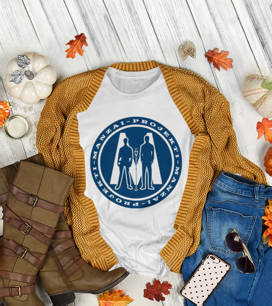 Manzai Projekti Circle Logo with Silhouetted Figures T-Shirt