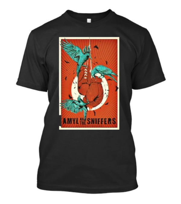Amyl And The Sniffers Jun 1 2024 AWO-Gelände Netphen Germany Retro Concert Poster With Heart And Birds Motif T-Shirt