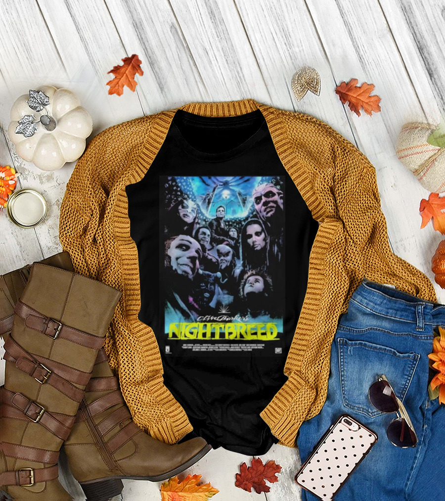 Clive Barker's Nightbreed Horror Film Characters Poster with Nightbreed Title T-Shirt