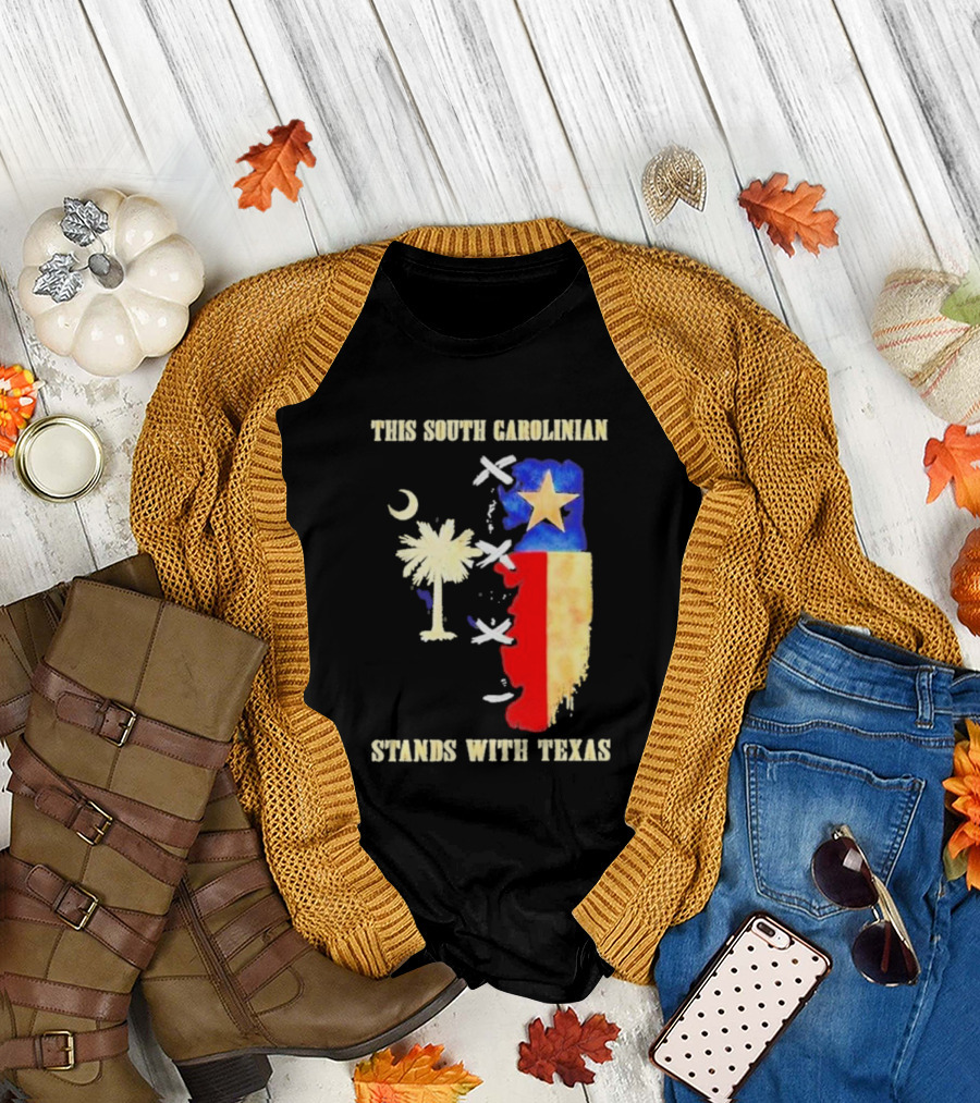 This South Carolinian Supports Unity with Texas Featuring State Symbols and Crescent Moon T-Shirt