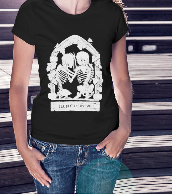 Till Death Do Us Part Skeleton Gothic Arch Motif T-Shirt