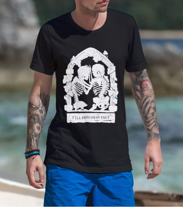 Till Death Do Us Part Skeleton Gothic Arch Motif T-Shirt