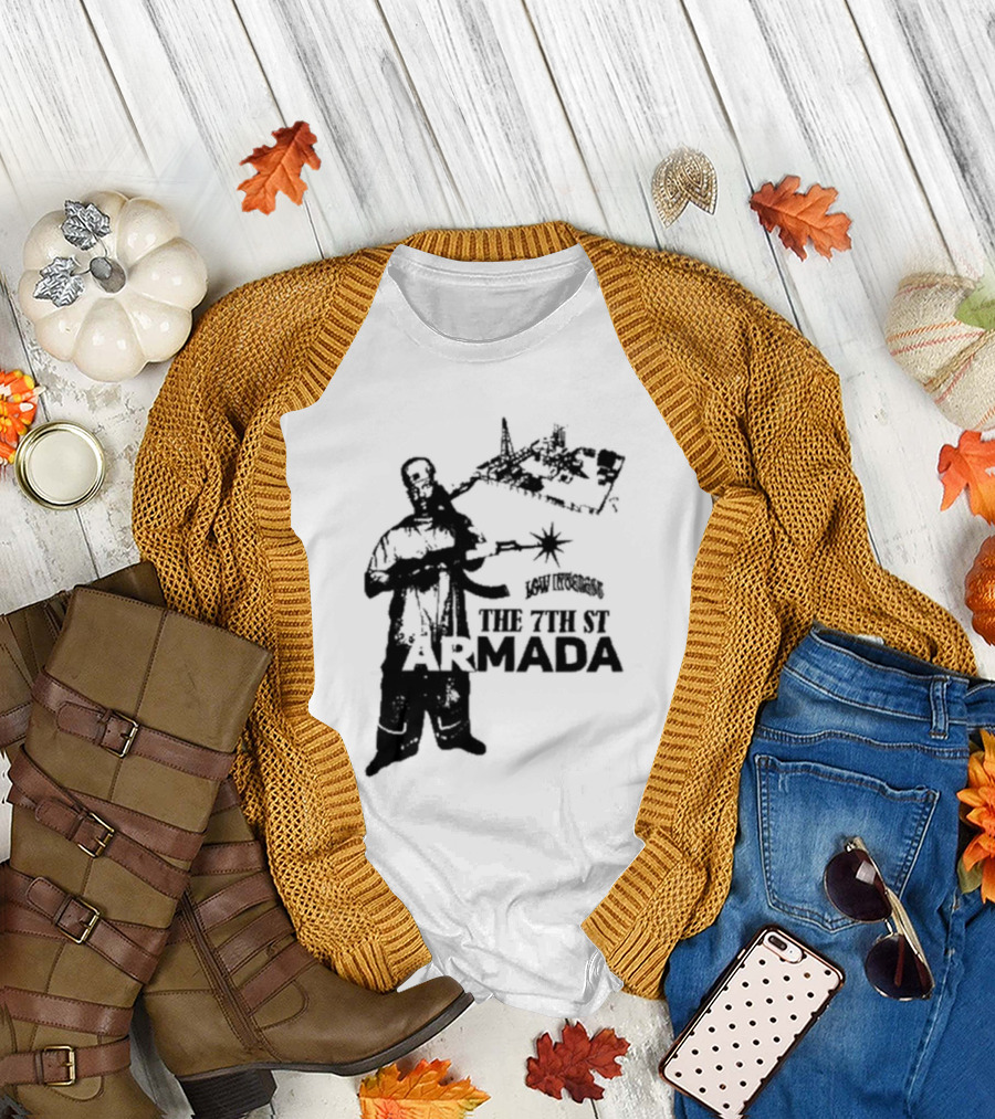 Low Interest The 7th St Armada Revolutionary Symbol with Armed Figure T-Shirt