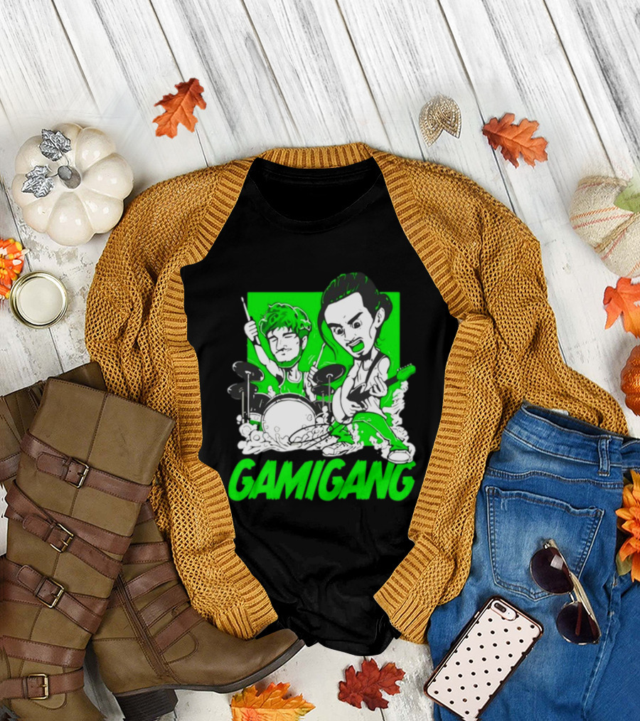 Gami Gang Origami Angel Anime Drummer Guitarist Duo T-Shirt