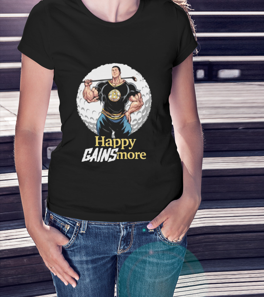 Nick Walker Happy Gainsmore Muscular Cartoon Character With Golf Club T-Shirt