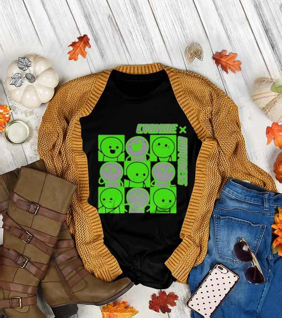 Cyanide x Happiness Neon Green Faces T-Shirt