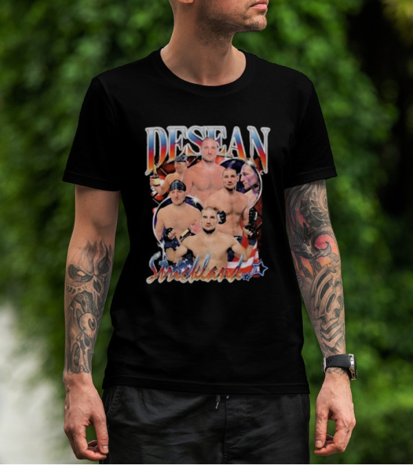 Desean Strickland Patriotic MMA Fighter Collage T-Shirt
