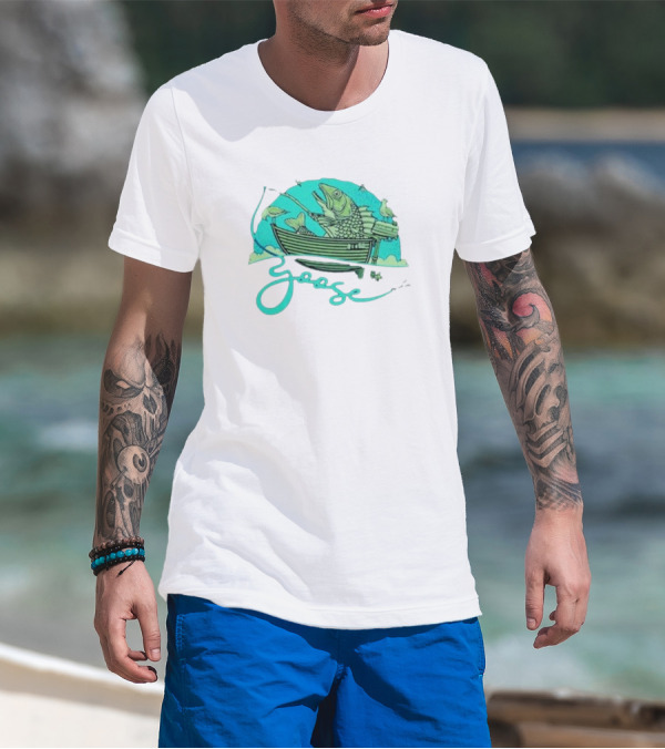 Goose June 16 2024 Cleveland Jacobs Pavilion Concert Big Fish Boat And Bird T-Shirt