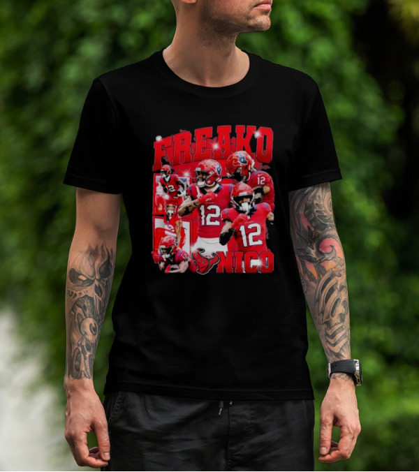 Houston Freako Nico 12 Football Player Collage T-Shirt
