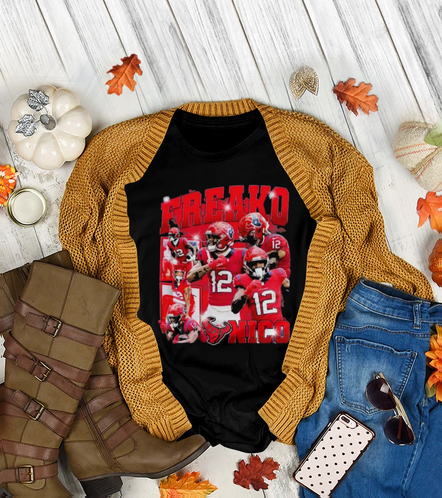 Houston Freako Nico 12 Football Player Collage T-Shirt