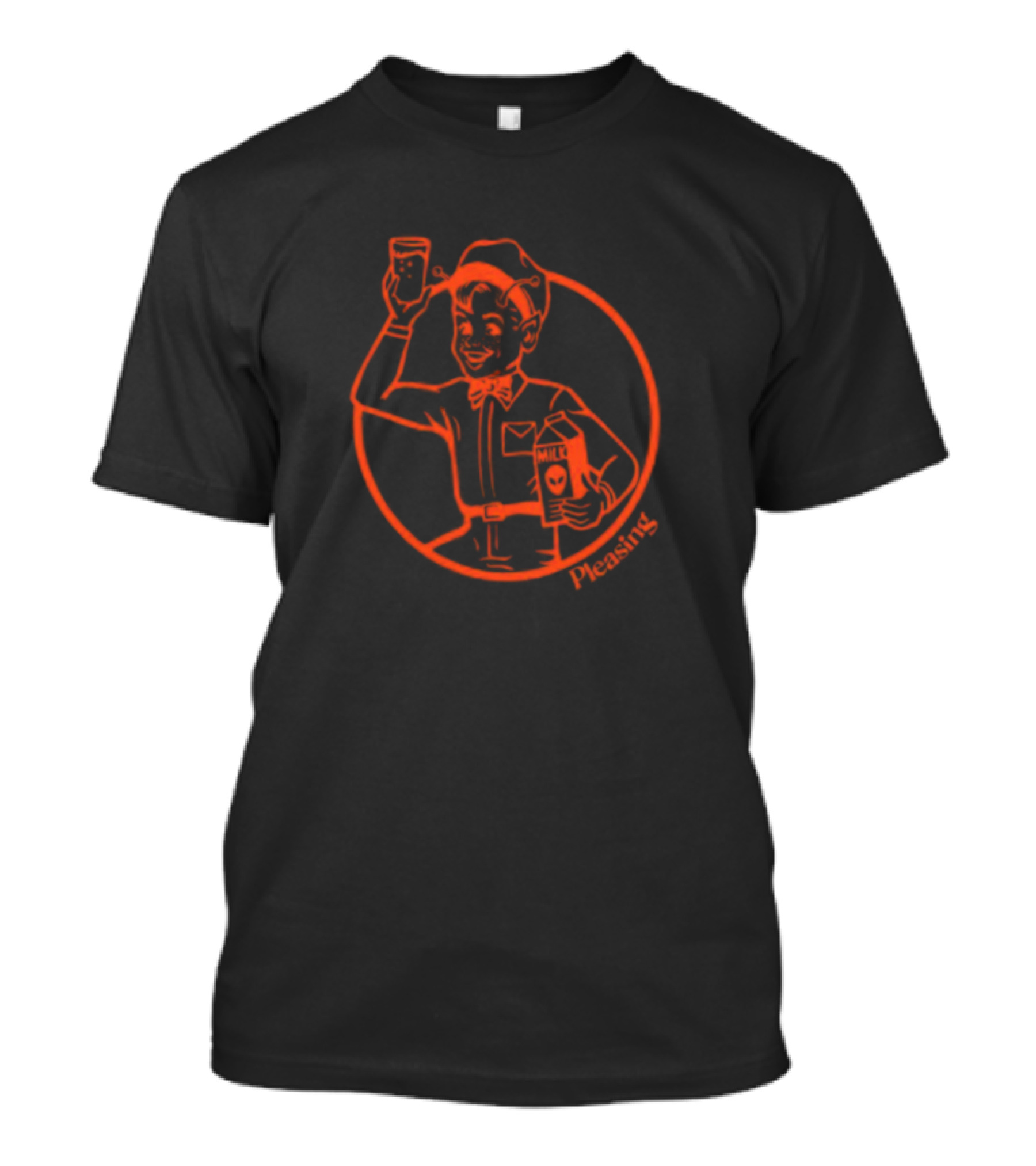 Astromilk Man Holding Alien Milk With Pleasing Smile T-Shirt
