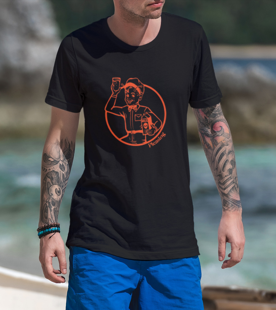Astromilk Man Holding Alien Milk With Pleasing Smile T-Shirt