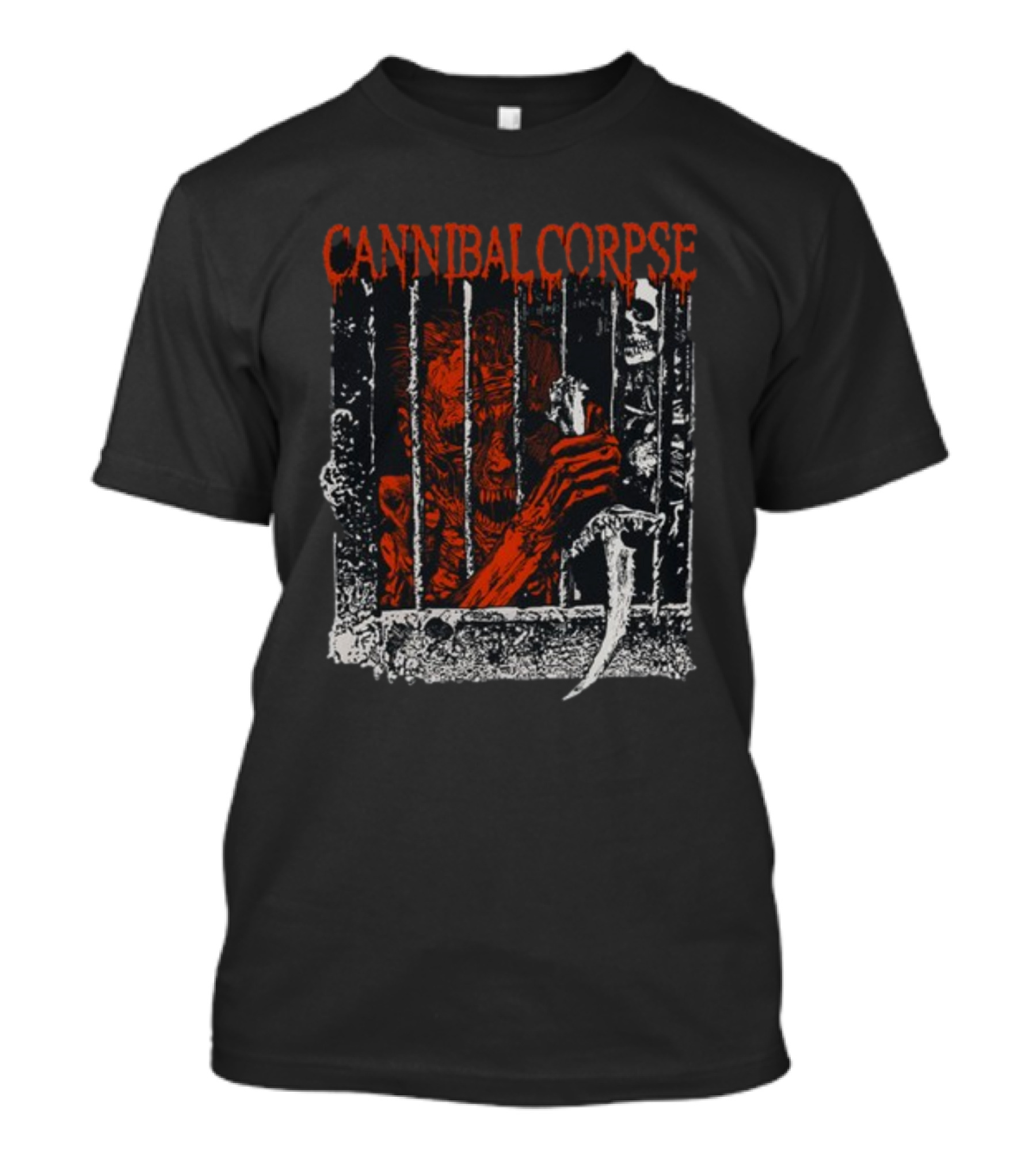 Cannibal Corpse Prisoner Behind Bars Holding Bone And Scythe T-Shirt