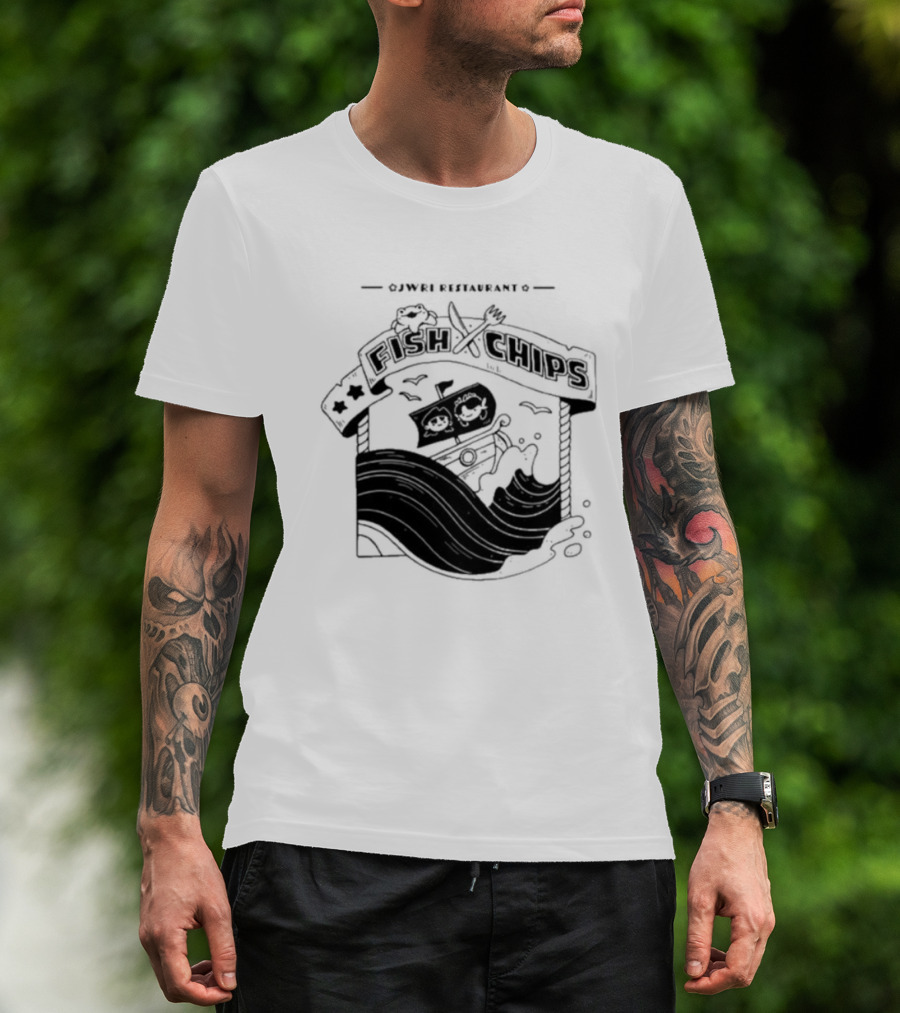 Jwri Restaurant Fish Chips Boat Adventure Waves T-Shirt
