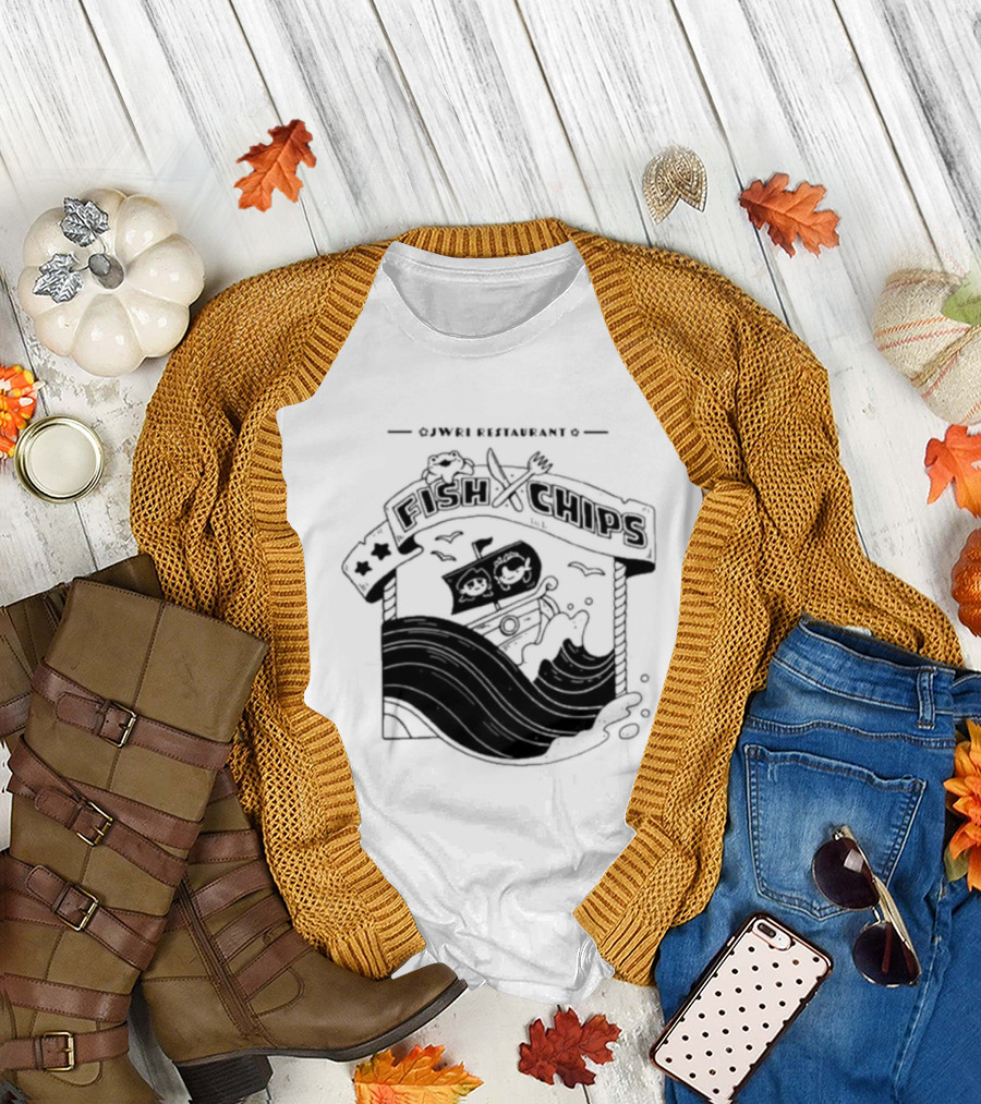 Jwri Restaurant Fish Chips Boat Adventure Waves T-Shirt