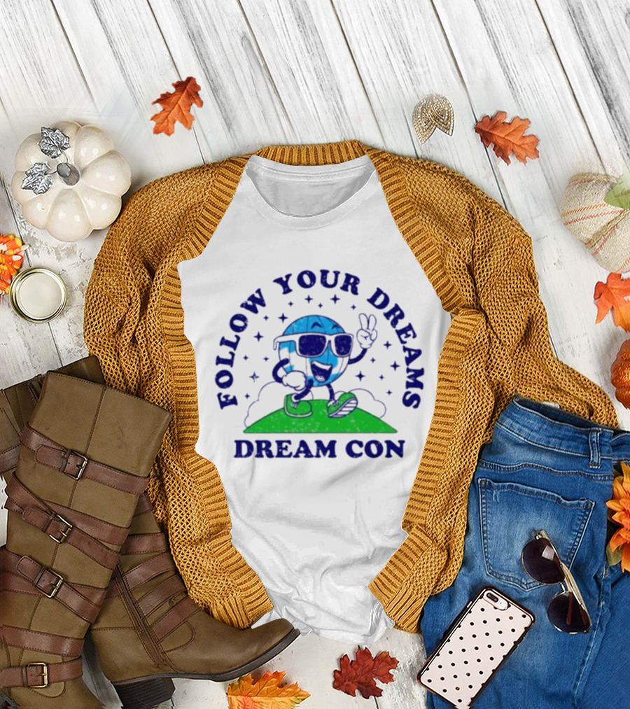 Follow Your Dreams Dream Con Mascot With Peace Sign And Sunglasses T-Shirt