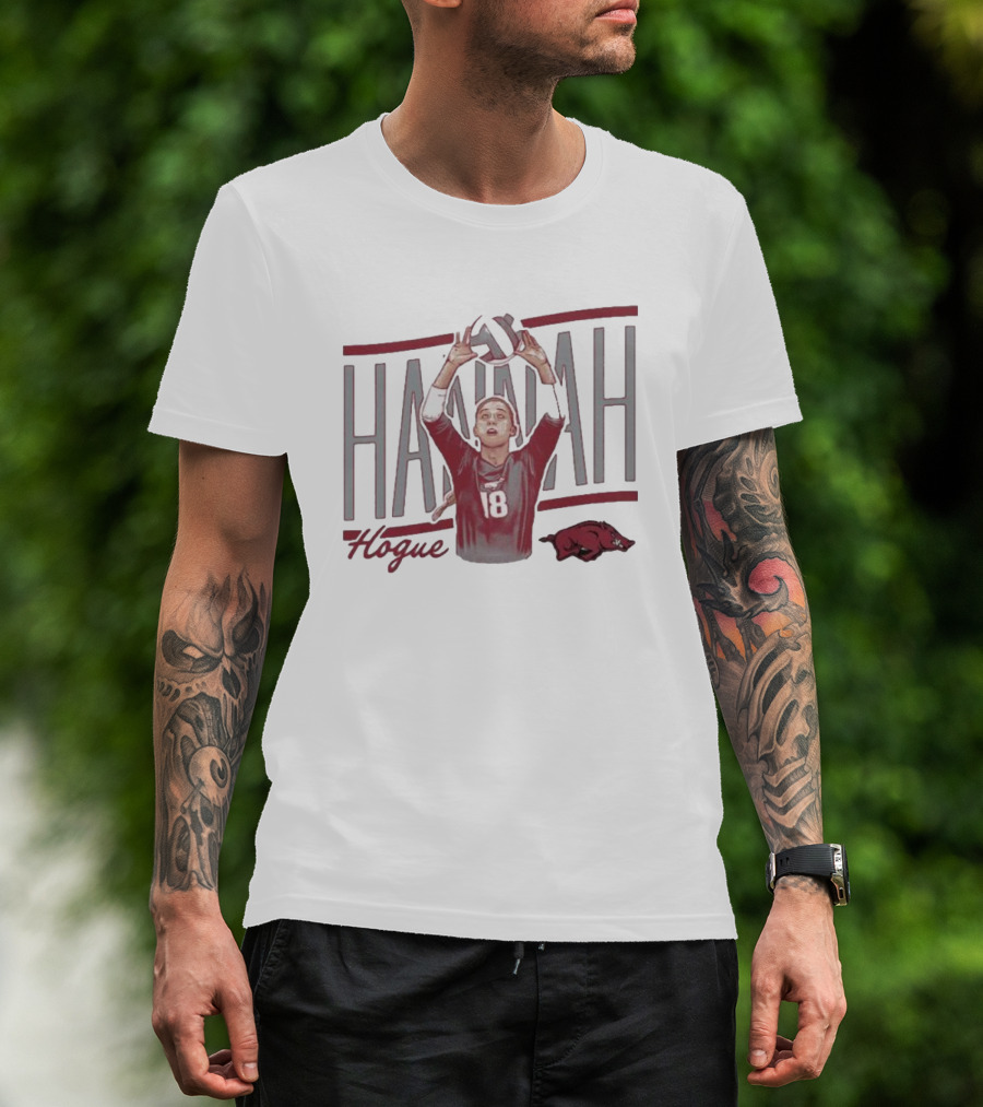 Hannah Hogue Volleyball Number 18 Razorback T-Shirt
