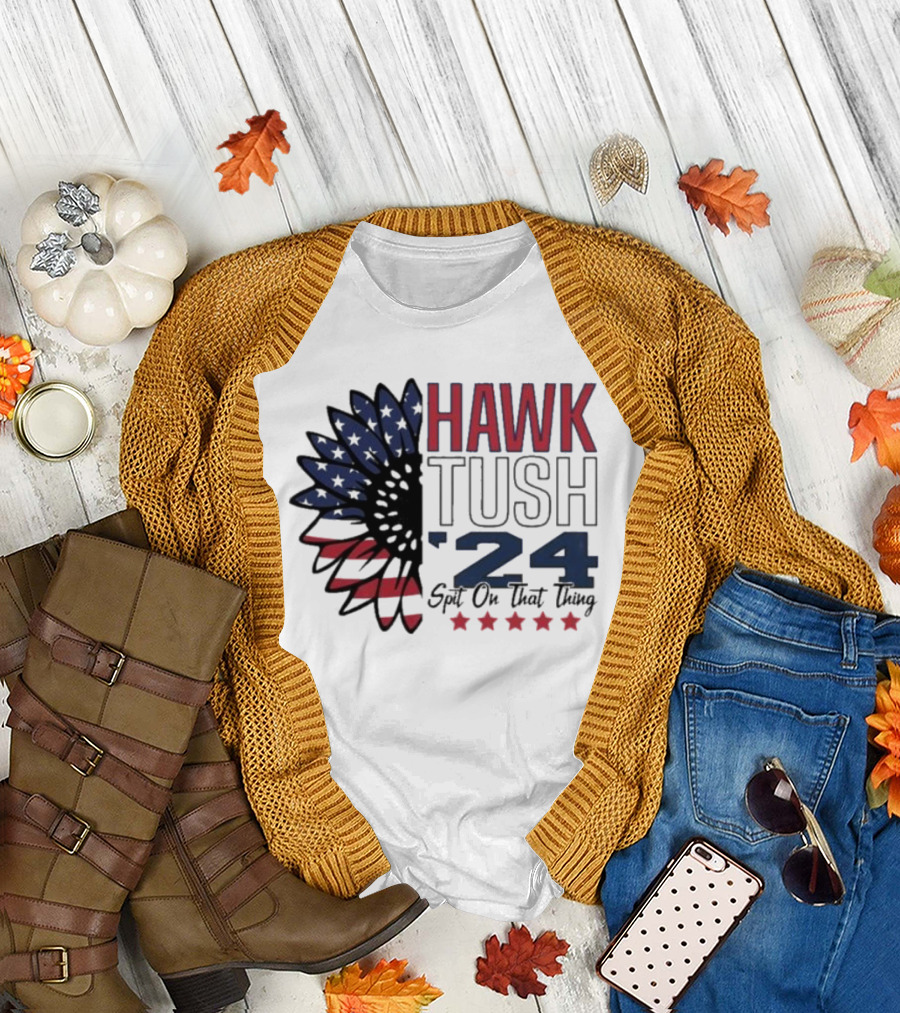 Hawk Tush '24 Spit On That Thing Patriotic Stars and Feather T-Shirt